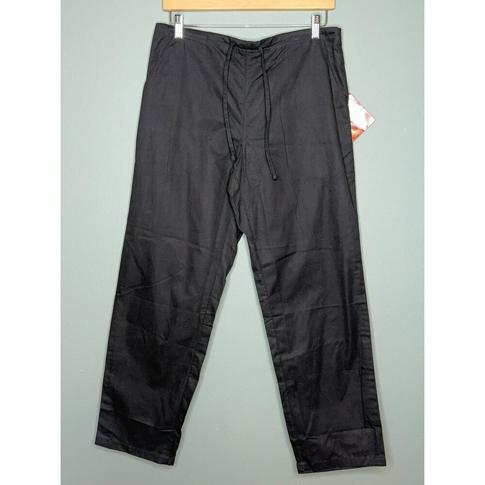 Dickies Women's Medium Black Pink Racing Stripe Drawstring Waist Scrub Pants NWT